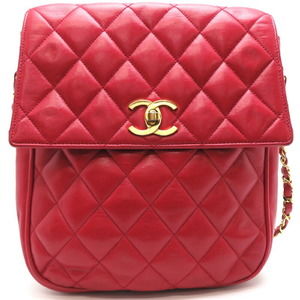 Chanel with sticker Matelasse Chain Shoulder Bag Lambskin Red